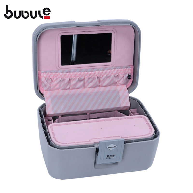 BUBULE AL14 14" Fashion Lock PP Cosmetic Box Bag Makeup Case With Mirror