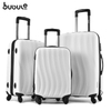 BUBULE 3PCS Fashion Zipper Luggage Set Waterproof Spinner Trolley Suitcase