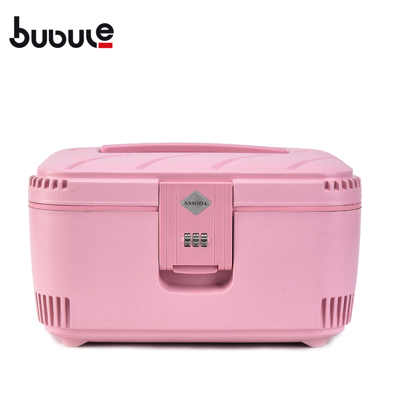 BUBULE 14" Wholesale Pink Fashion PP Cosmetic Box Makeup Case Bag with Lock